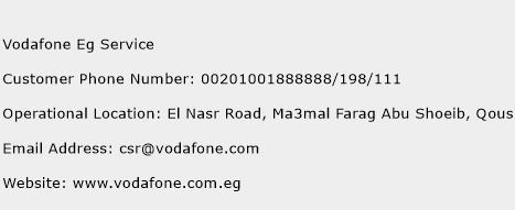 Vodafone Eg Service Phone Number Customer Service