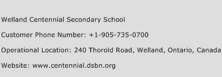 Welland Centennial Secondary School Phone Number Customer Service
