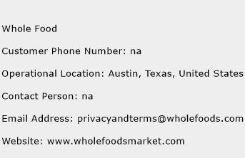 Whole Food Phone Number Customer Service