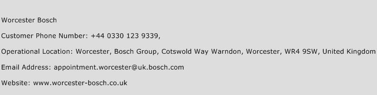 Worcester Bosch Phone Number Customer Service