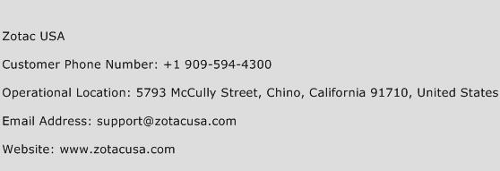 Zotac USA Phone Number Customer Service