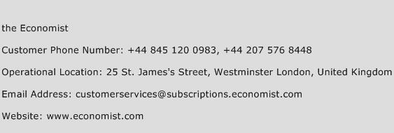 the Economist Phone Number Customer Service