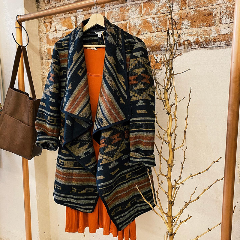 Tribal Pattern Duster Coat