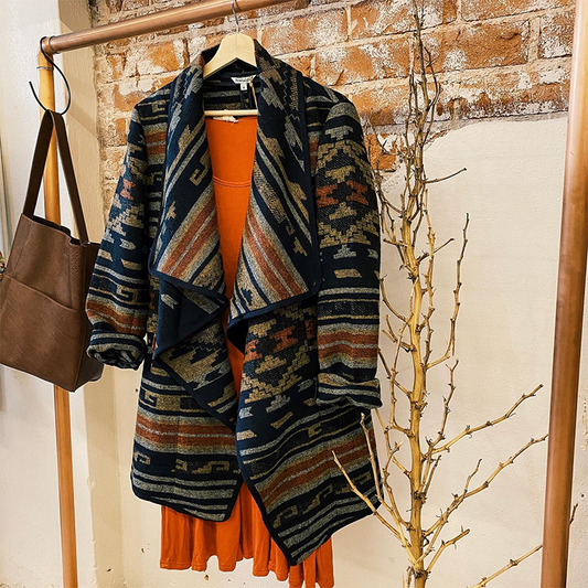 Tribal Pattern Duster Coat