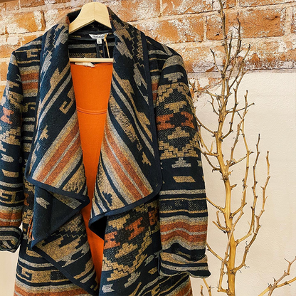 Tribal Pattern Duster Coat