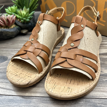 Tan Braided Strap Sandals