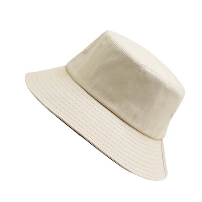 Beige Cotton Bucket Hat